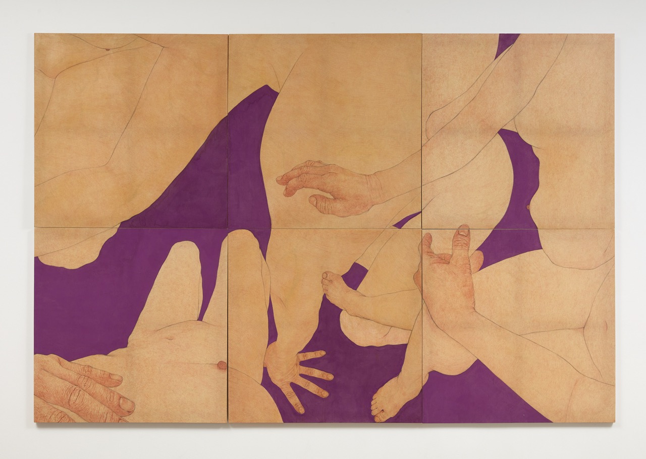 <i>Map Mineral Violet</i>, 2025. Pigment, rabbit skin and charcoal on calico, 78 3/4 x 118 1/8 in (200 x 300 cm)